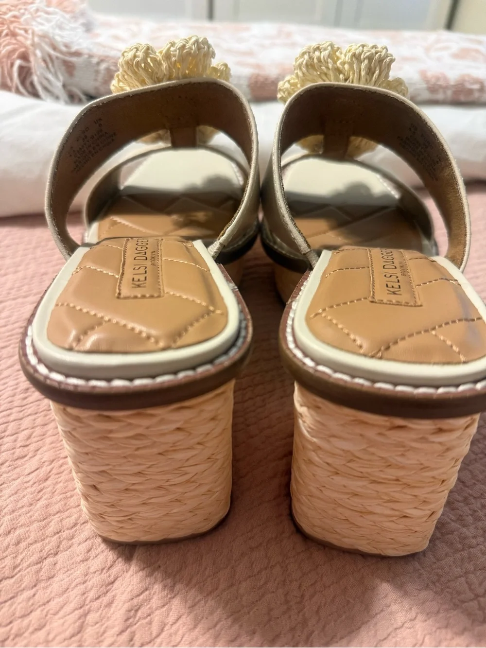 Kelsi Dagger Cream Braided-Accent Platform Sandals size 8.5